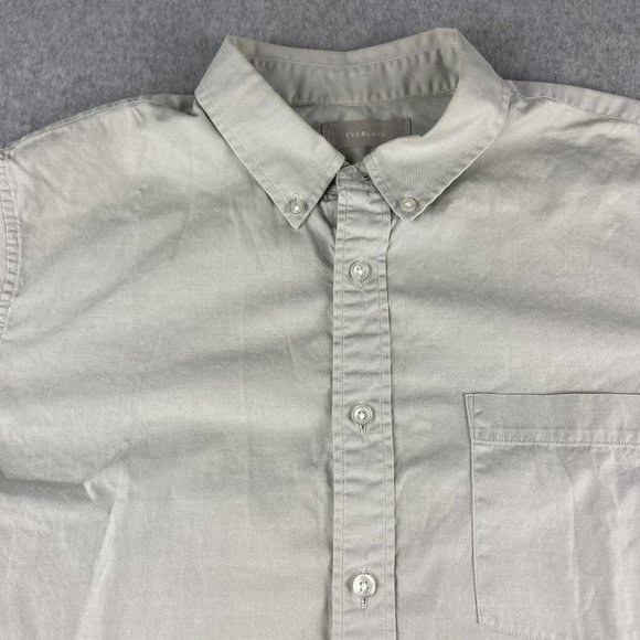 Everlane Shirt Mens medium/Large Gray Button Up Short Sleeve Pocket Cotton - Picture 3 of 12